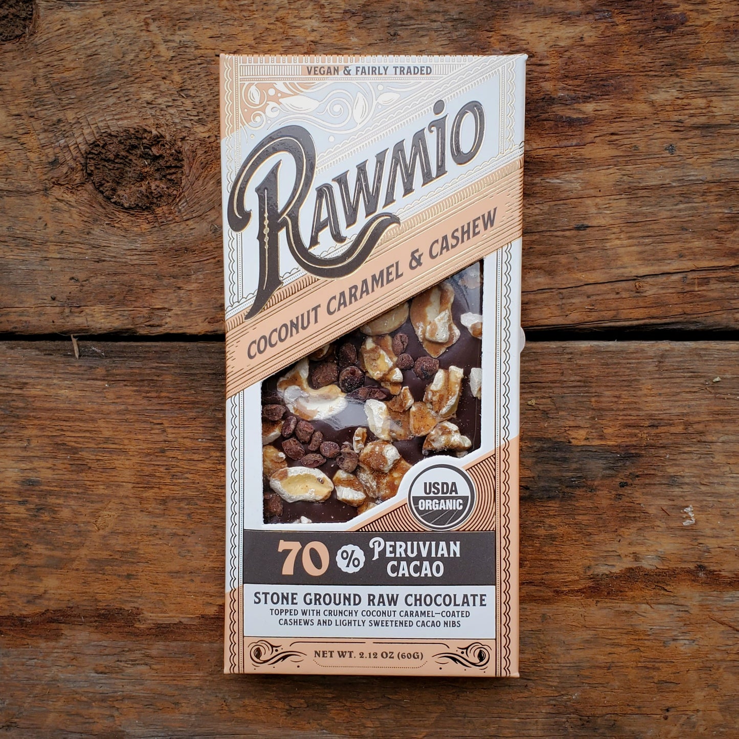Raw Chocolate Bark Coconut Caramel and Cashew- 2.12 oz