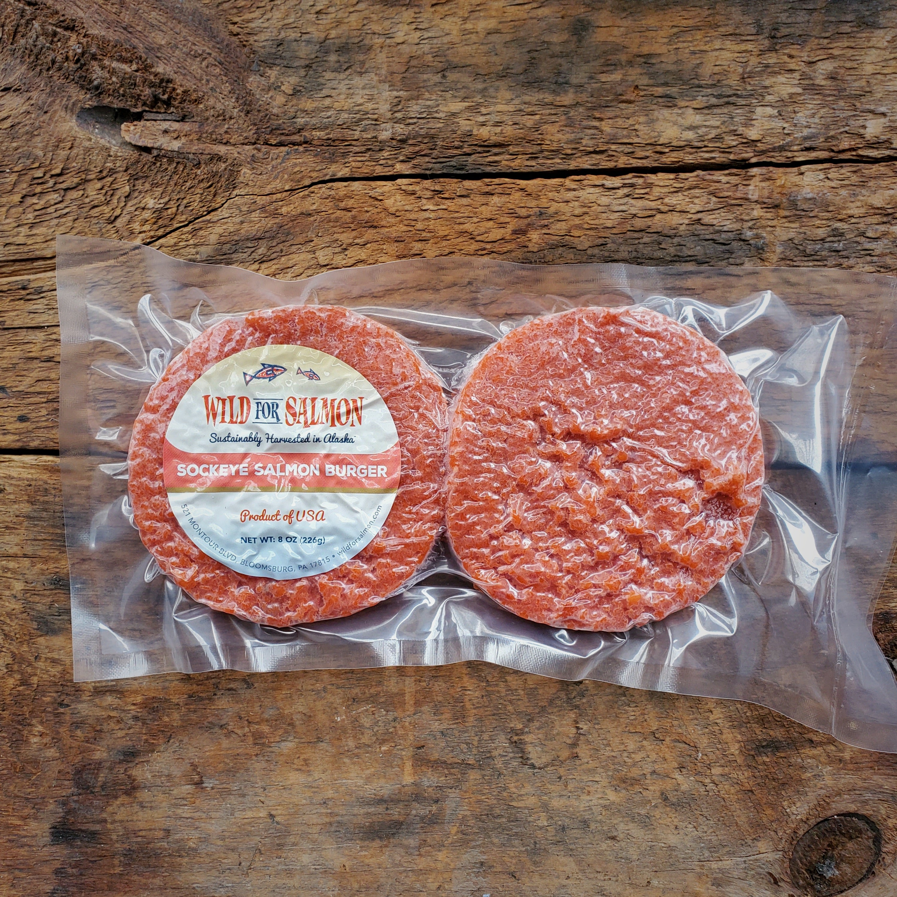 Frozen Garlic Wild Sockeye Salmon Burgers - 2 pack – Village Farmstand