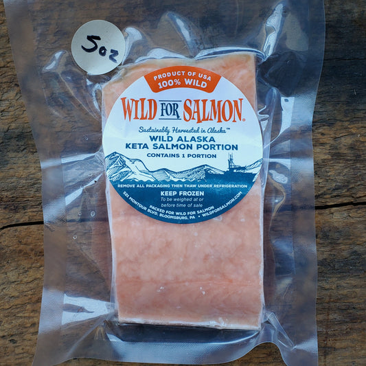 Frozen Wild Alaskan Keta Salmon (boneless, skin-on)- Portion