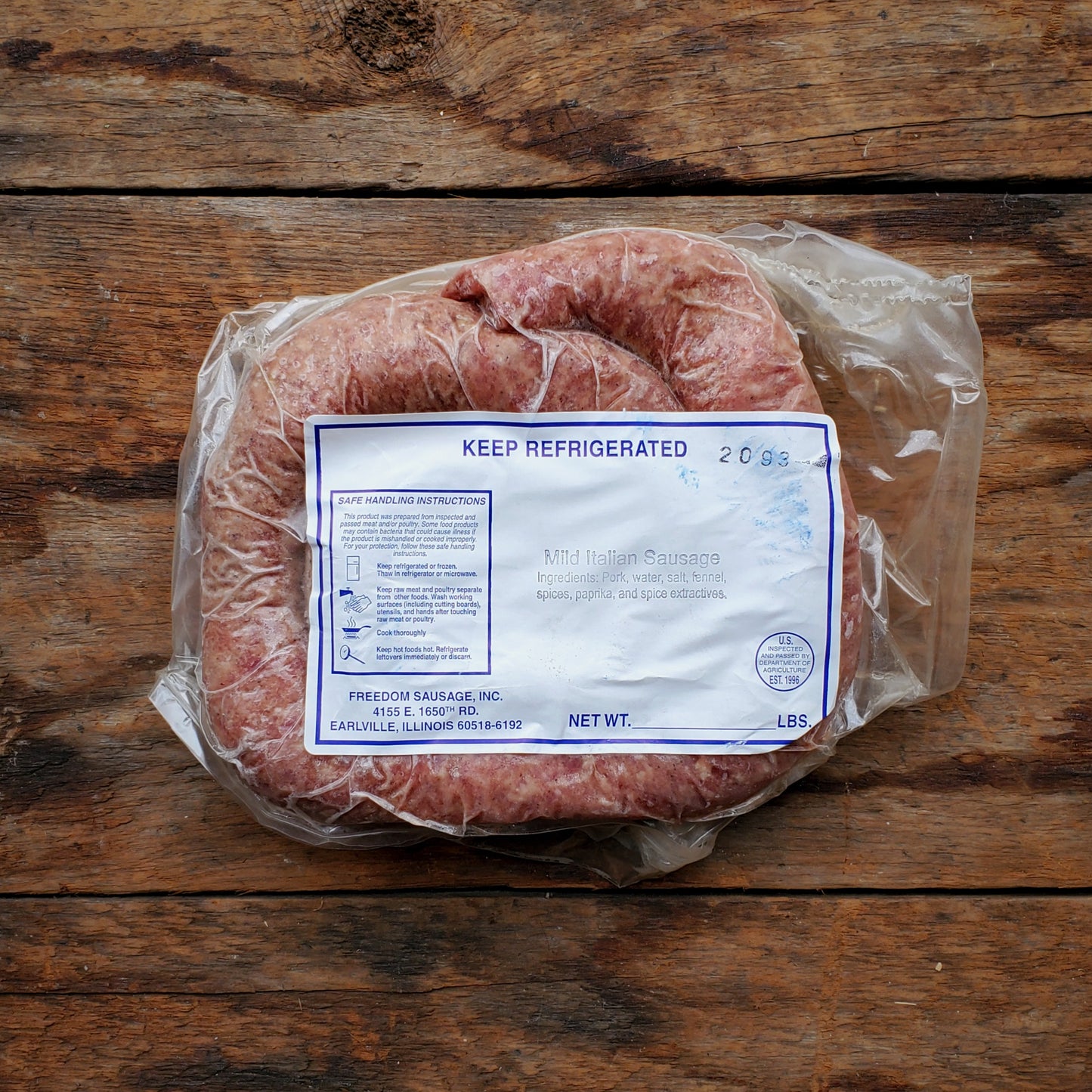 Russell Road Mild Italian Sausage Coil ~ 1.2 - 1.5 lbs